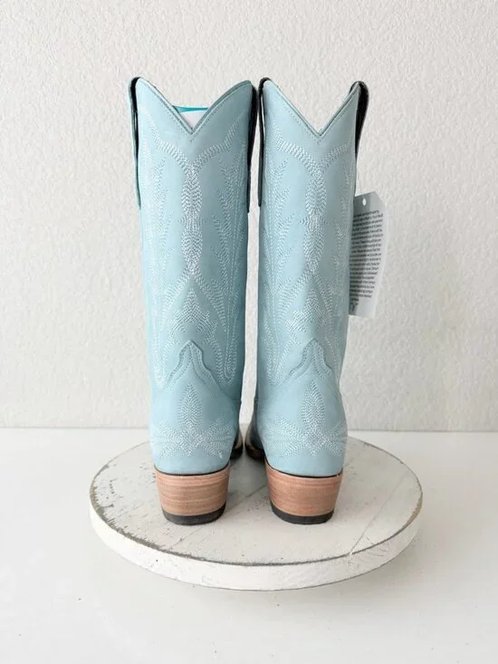 Lane LEXINGTON Cowboy Boots Powder Blue Western Cowgirl Mid Calf Tall Size 8 - Picture 4 of 11